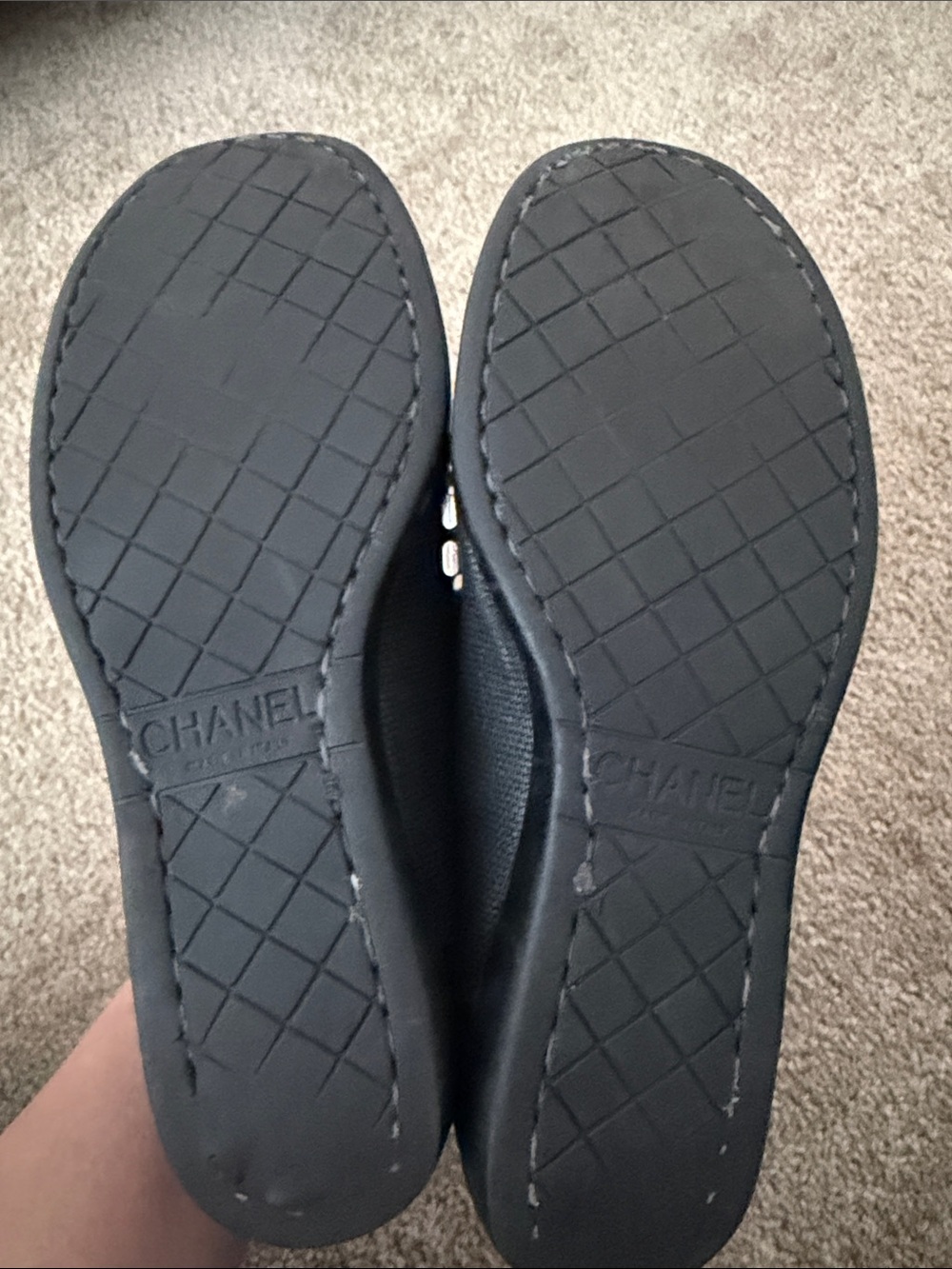 CHANEL Black Quilted Lace-Up Low-Top Sneakers - Picture 3 of 4